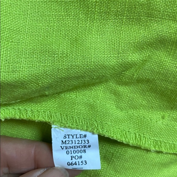Multiples Neon Green Ruffle Button-Up Blouse - Picture 14 of 16